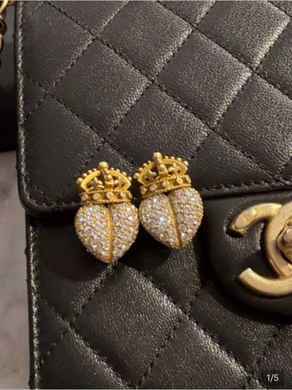 Vintage Barry Kieselstein-Cord Crown Earrings Pave Diamond Clip 1992 Signed
